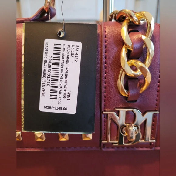 Badgley Mischka Burgundy Studded Handbag. NWT - Picture 10 of 10